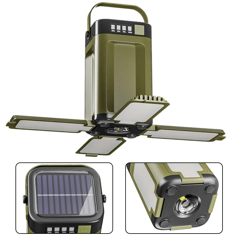 Rechargeable Lantern Power Bank Solar Camping Lantern Portable Flashlight LED Tent Light for Camping Hiking Fishing