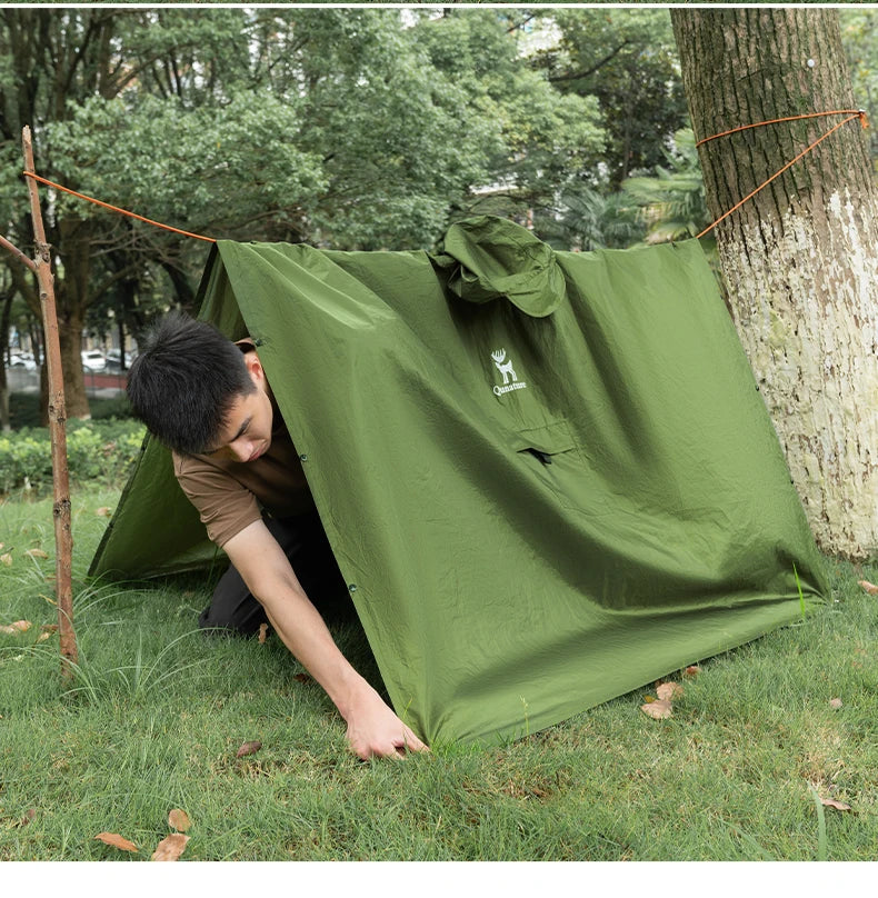 Qunature Raincoat 3000mm+ WaterResistan Lightweight Multifunctional Sky Curtain Floor Mat Hiking Fishing Climbing Cycling Poncho