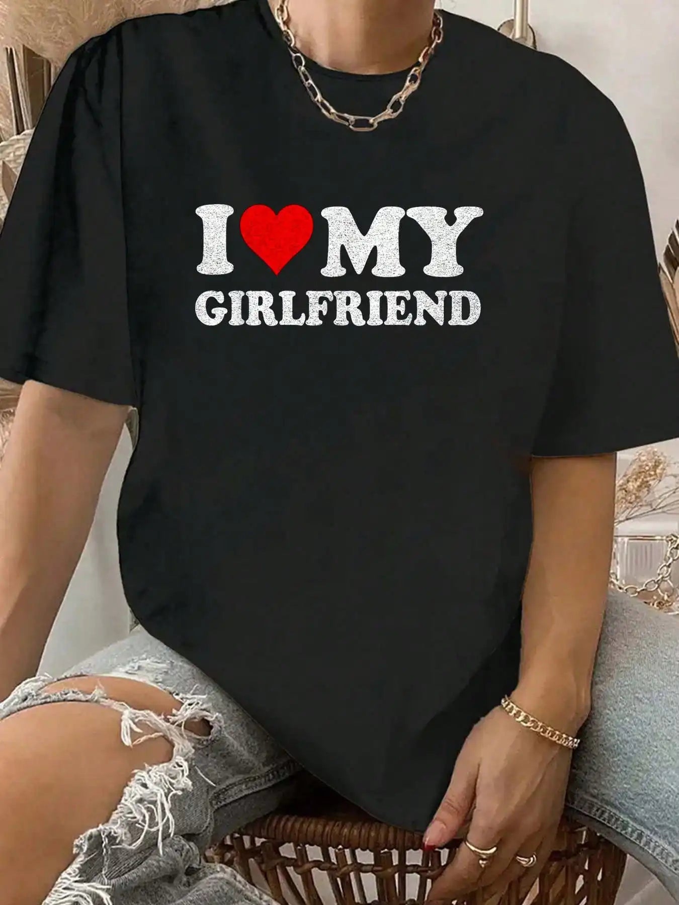 100% Cotton I Love My Girlfriend Gf I Heart My Girlfriend GF Vintage T-Shirt