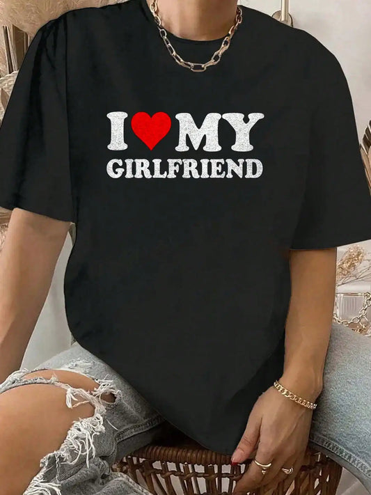 100% Cotton I Love My Girlfriend Gf I Heart My Girlfriend GF Vintage T-Shirt