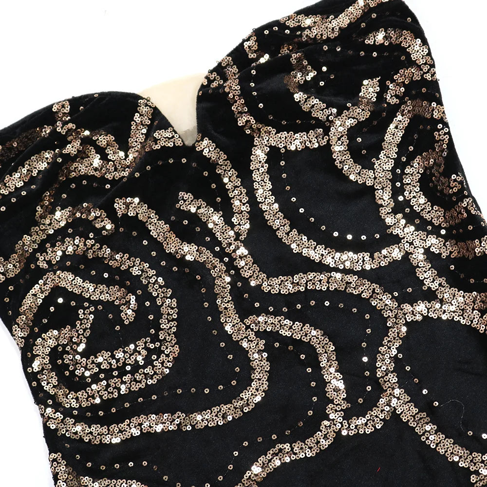 XTOCEAN Floral Sequined Strapless Maxi Dresses for Women Sleeveless Off the Shoulder Sexy Birthday Party Evening Long Dress 2025