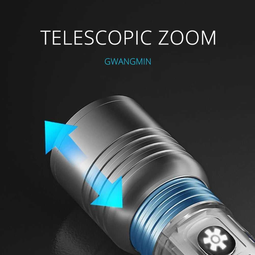 1-5PCS XHP50 LED Portable Flashlight 500mAh 800LM Type-C USB Rechargeable 6 Modes IPX4 Waterproof Camping Verification Light