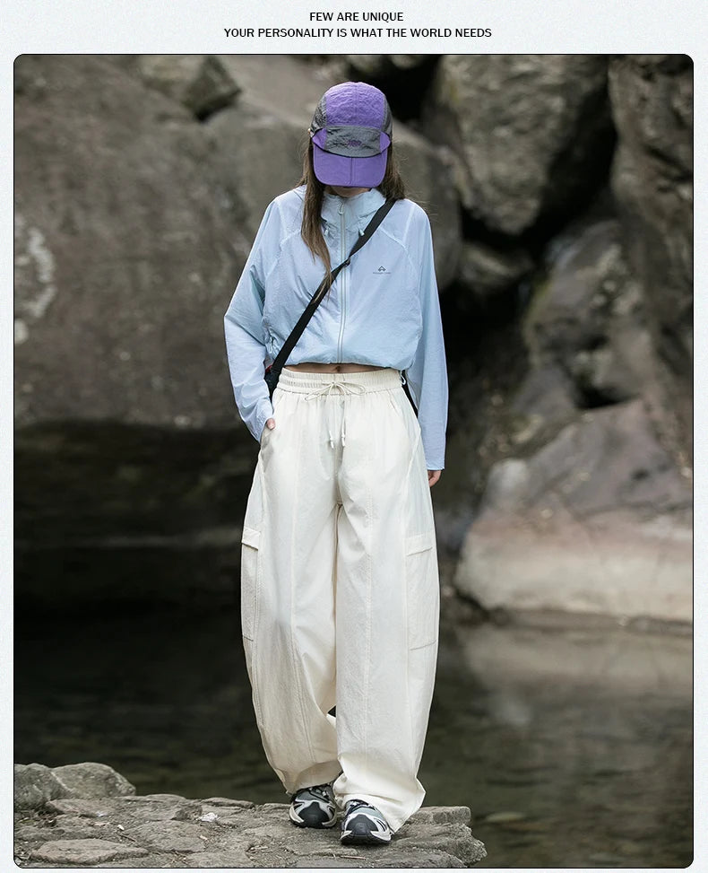 Women's Trendy Street Style Cargo Pants Fashion Oversized Pocket High Waist Baggy Pant Women Hip Hop Straight New Trousers Pink