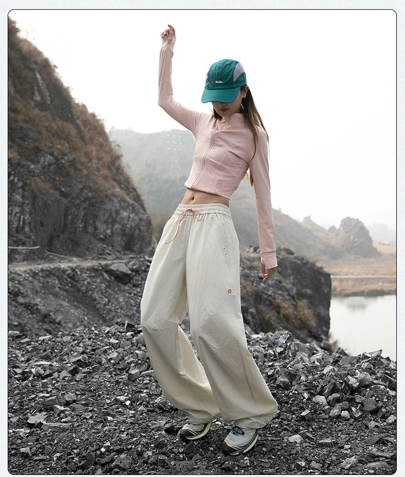 Women's Outdoor Drawstring Pants Spring Summer Trendy Mountaineering Waterproof  Casual Pants Women Paratrooper Jogging Pants