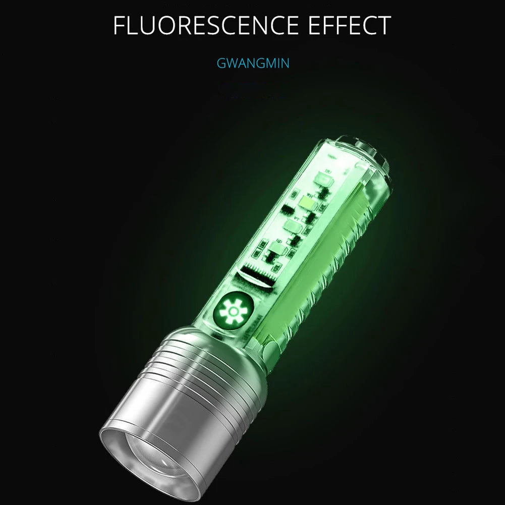 1-5PCS XHP50 LED Portable Flashlight 500mAh 800LM Type-C USB Rechargeable 6 Modes IPX4 Waterproof Camping Verification Light