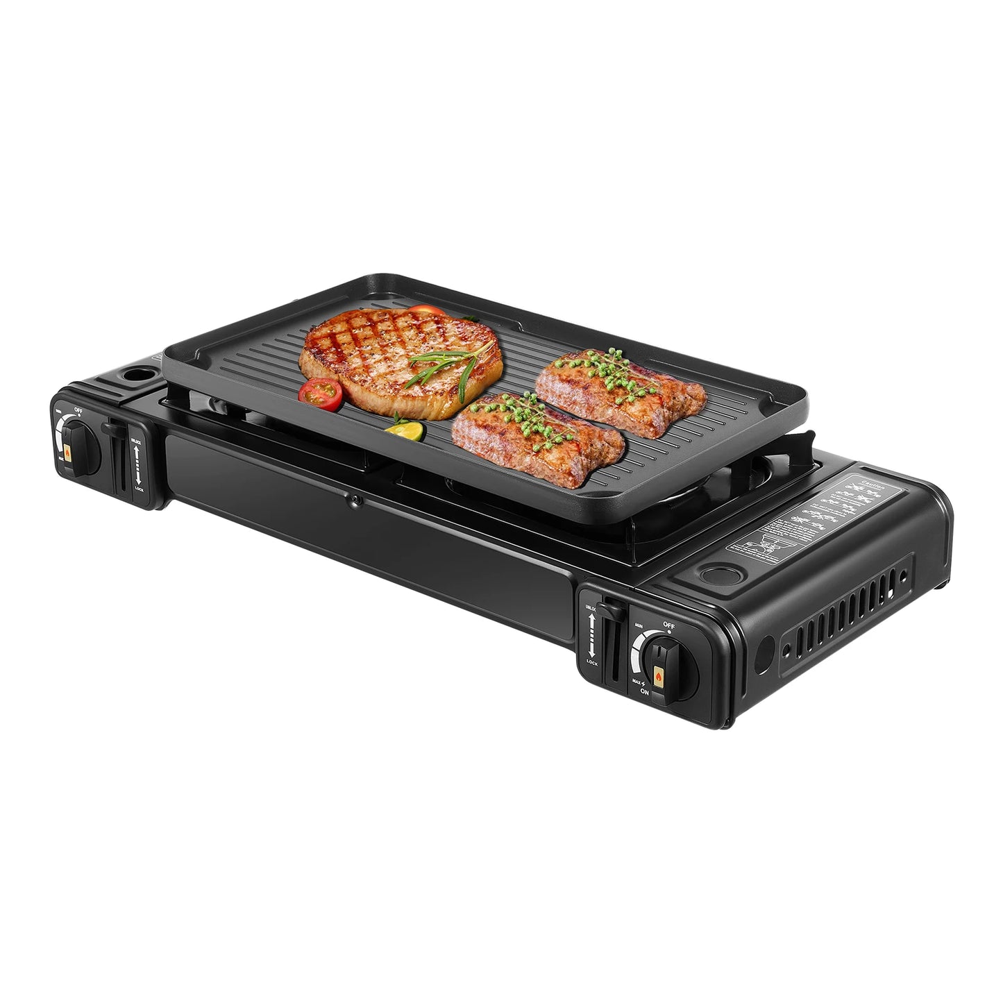 Camp Chef Duo 2Burner Butane Stove 42cm Grill Tray Lock Switch Dual 1.15kW Frying Boiling Camping Picnic