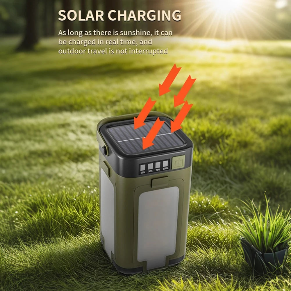 Rechargeable Lantern Power Bank Solar Camping Lantern Portable Flashlight LED Tent Light for Camping Hiking Fishing