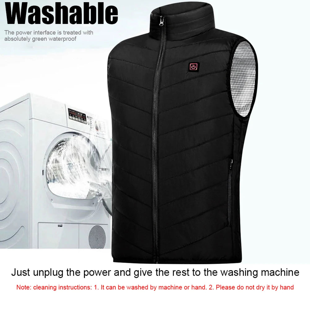 USB Electric Headed Waistcoat Men Women Smart Heating Vest Zipper 9 Areas Zone for Outdoor Hunting for Camping for Sports Hiking