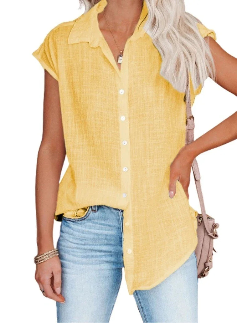 Cotton Linen Shirt Ladies Tops Tee Casual Thin Loose Woman T Shirt Summer Short Sleeve Solid T-Shirts Women Clothing Blusas