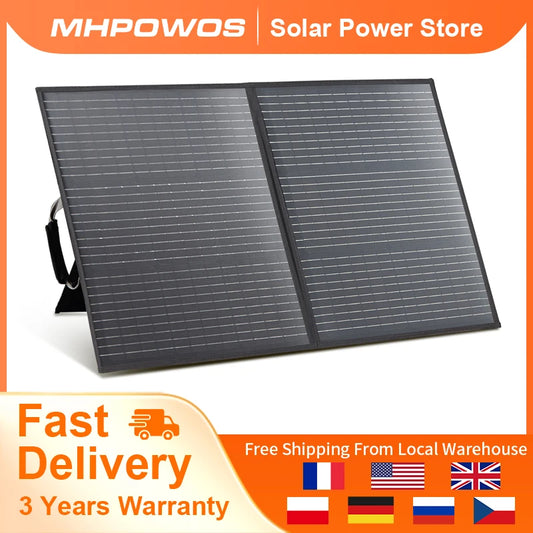 MHPOWOS Power Backup 110W Portable Solar Panel 20V Waterproof Foldable Solar Charger for Camping Fishing Outdoor RV Powerstation