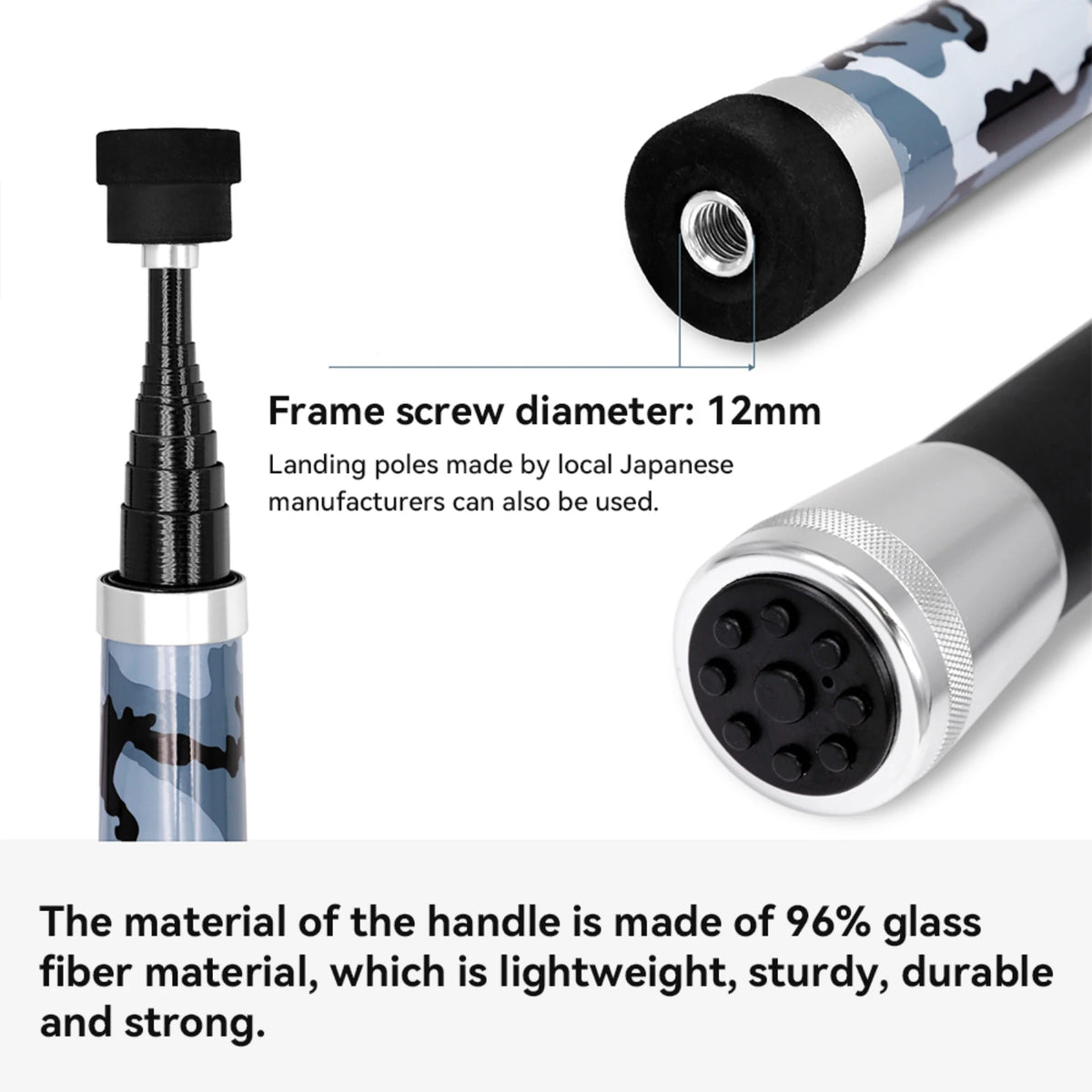 SANLIKE Folding Fishing Net Telescopic Handle with Adapter Fishing Net Set Rubber Coated Landing Net Catch Release Fishing Tools