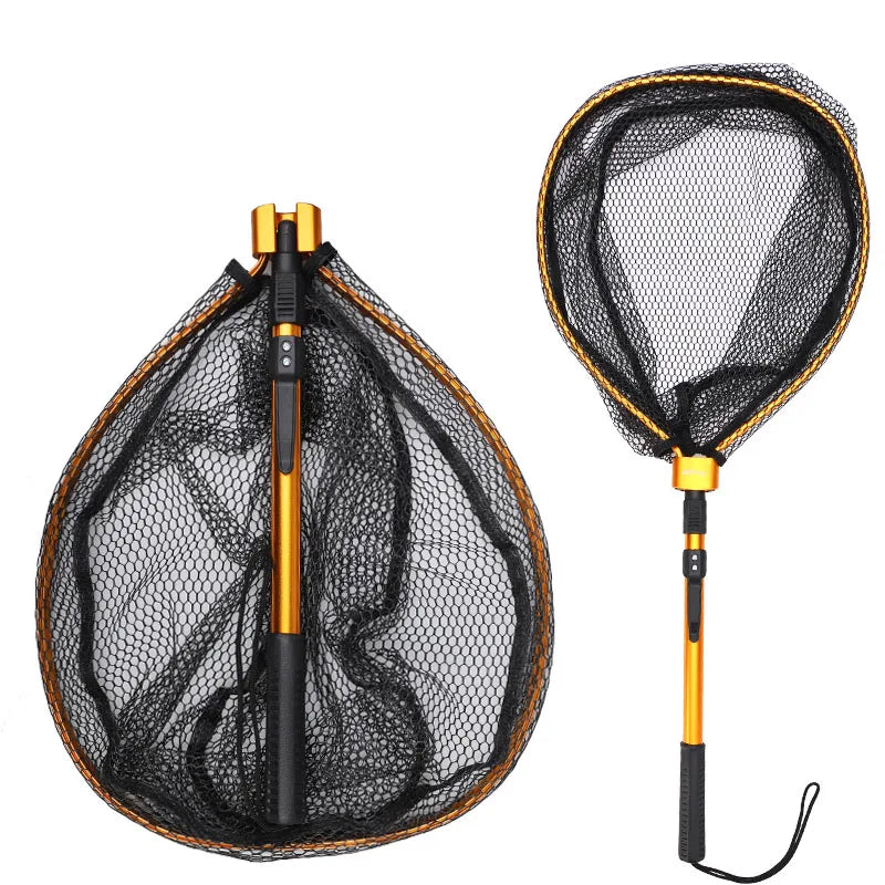 HISTAR Ultralight Portable Soft Rubber Mesh With Stainless Steel Handle Fly Fishing Tool Accessories Foldable Landing Net