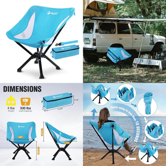 camping chairCamping Folding Chair Lightweight Portable Outdoor Chair for Hiking Beach Travel Quick Setup Heavy Duty 330 LBS