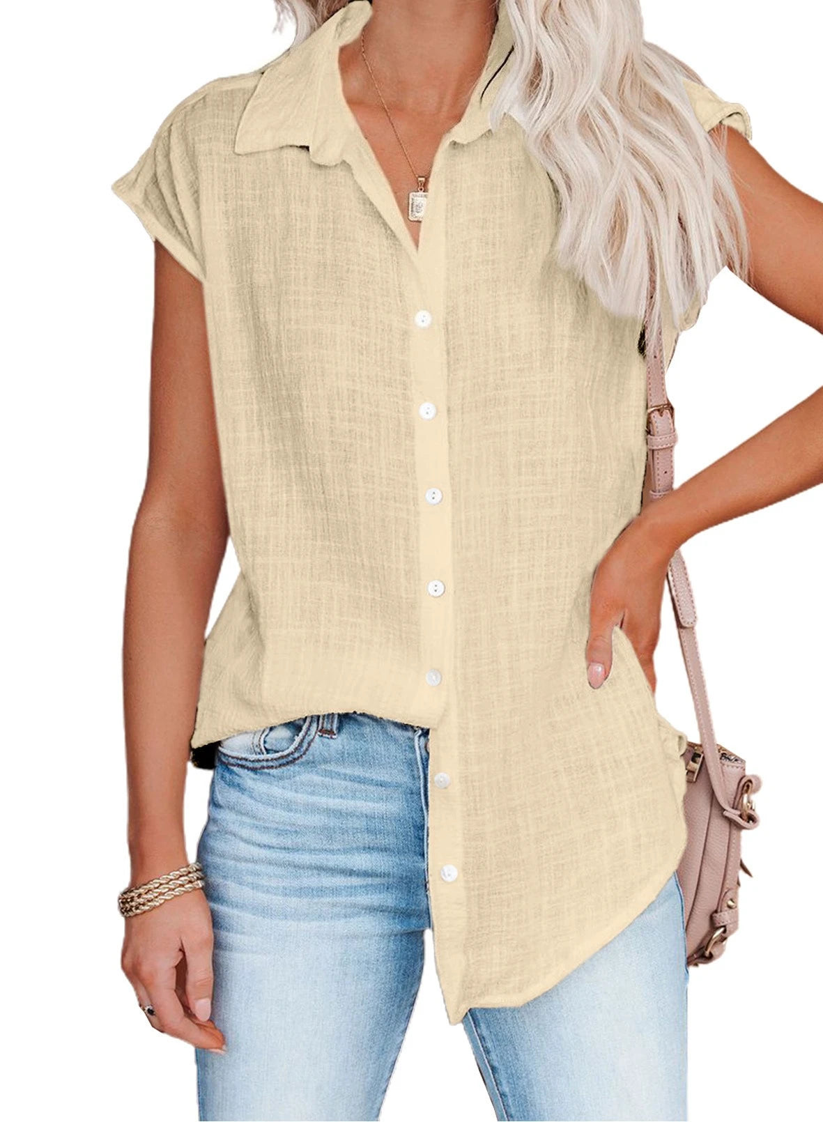 Summer Solid Cotton Linen Shirt Women's Clothing Casual Short Sleeve Tops Tee Ladies T-Shirts Blusas Thin Loose T Shirt Woman