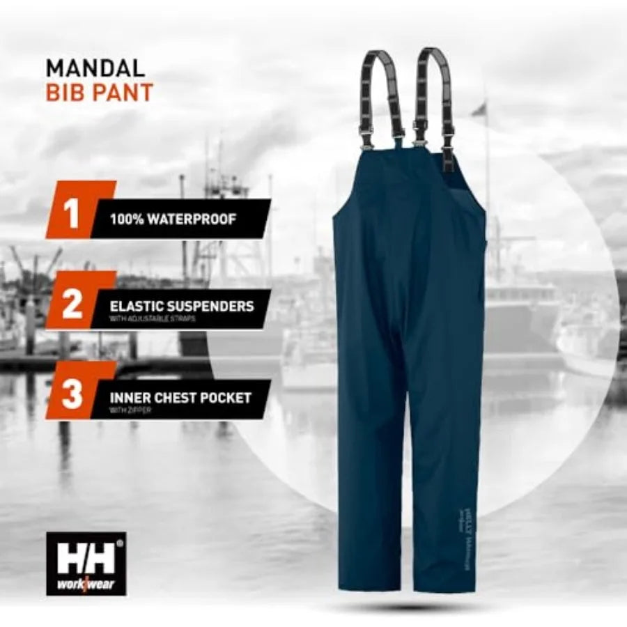 Helly Hansen Mandal Waterproof Bib Overalls - Rain Gear for Men - Fishing Pants and Work Bibs for Men - Heavy Duty Rain Gear