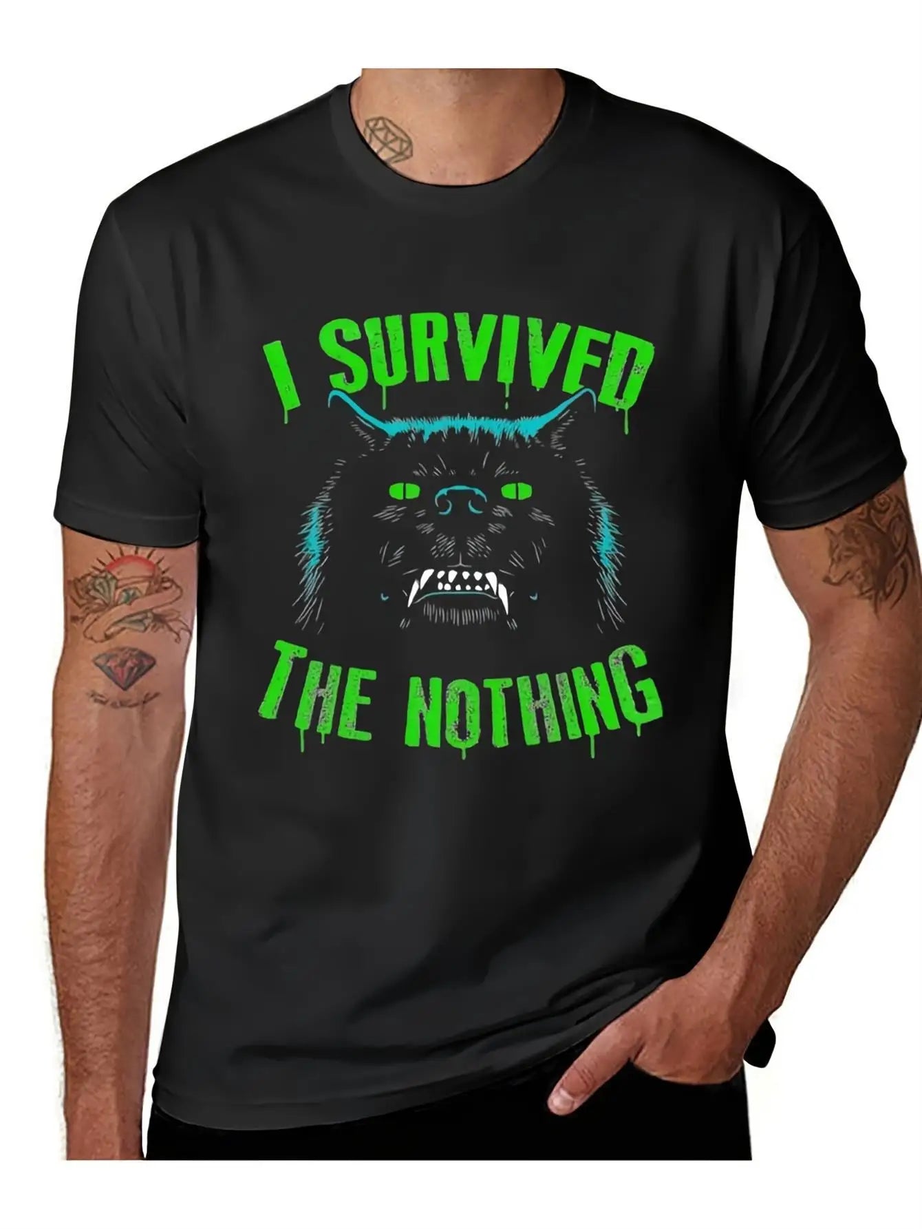 I Survived The Nothing Neverending Story T Shirt Vintage Clothes Heavyweights Mens Funny T Shirts 220g