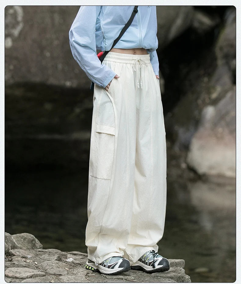 Women's Trendy Street Style Cargo Pants Fashion Oversized Pocket High Waist Baggy Pant Women Hip Hop Straight New Trousers Pink