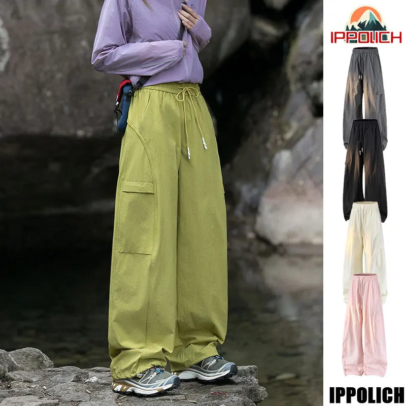 Women's Trendy Street Style Cargo Pants Fashion Oversized Pocket High Waist Baggy Pant Women Hip Hop Straight New Trousers Pink