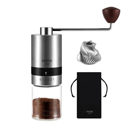 Manual Coffee Grinder Stainless Steel Burr Grinder with 6 External Adjustable Settings for Home and Camping Use Vintage Hand Cr