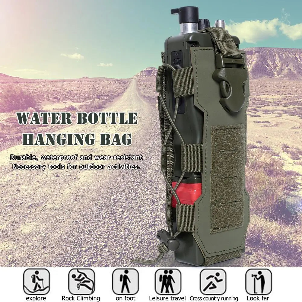 Multifunctional Molle Water Bottle Bag Drawstring Bottle Pouch for Outdoor Travel Camping Hiking Hunting Climbing