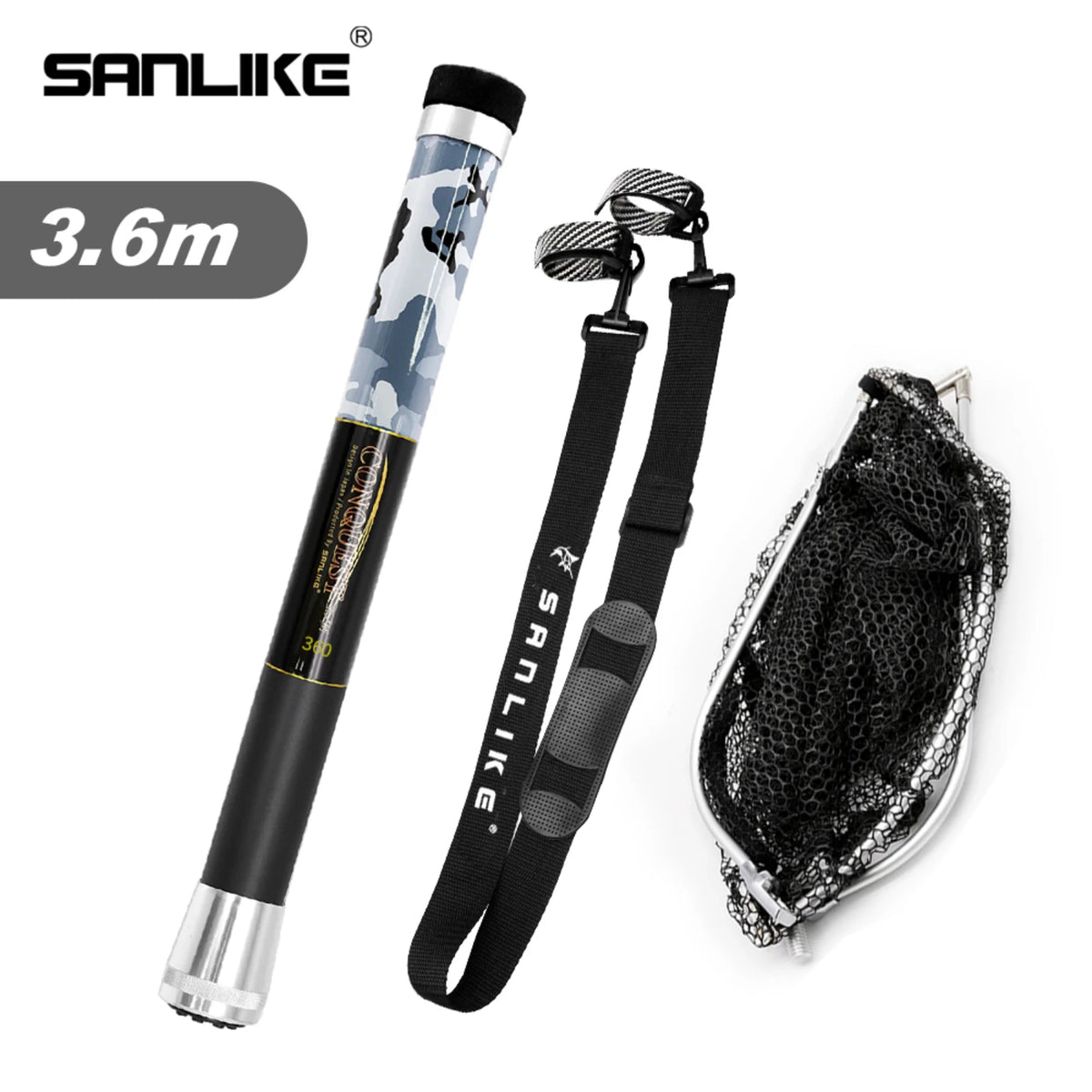 SANLIKE Folding Fishing Net Telescopic Handle with Adapter Fishing Net Set Rubber Coated Landing Net Catch Release Fishing Tools