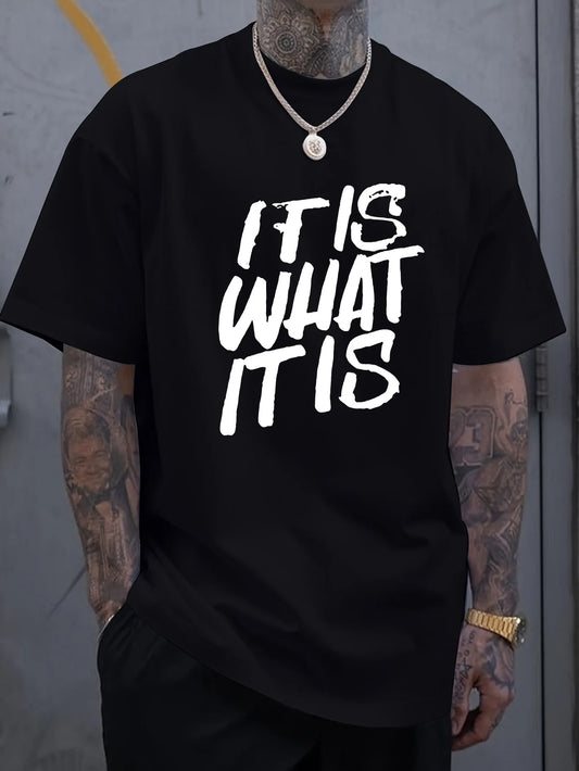 Men's Geometric Pattern Pure Cotton T-shirt - Short Sleeve Round Neck Casual T-shirt, Comfortable Clothing, Bold Pattern Shirt