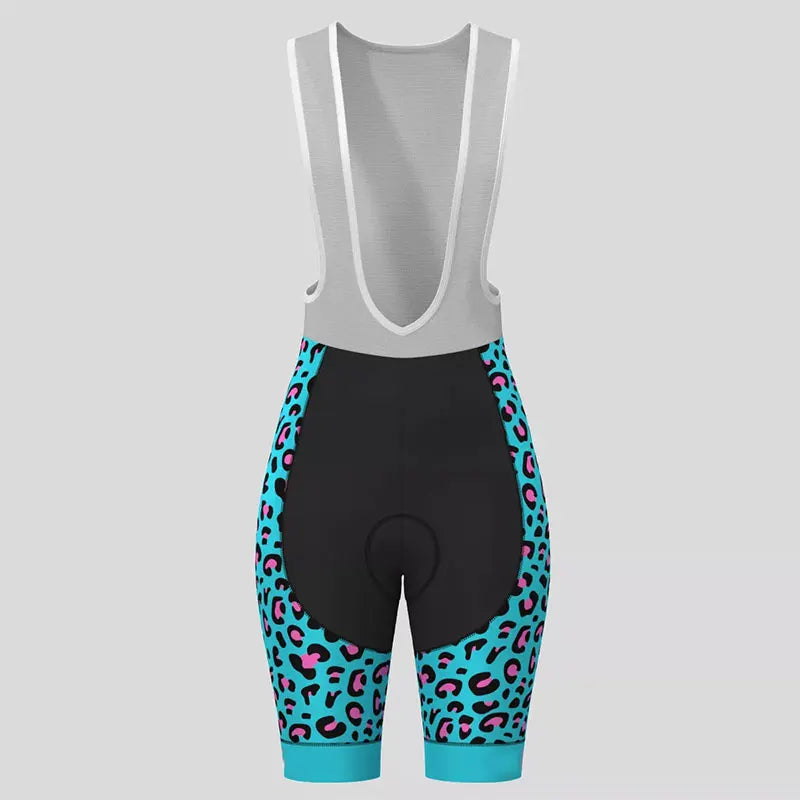 Women's Cycling Clothing Gradient Leopard Print Summer Cycling Jersey Set Women Breathable Short Sleeves Mountain Bike Clothes