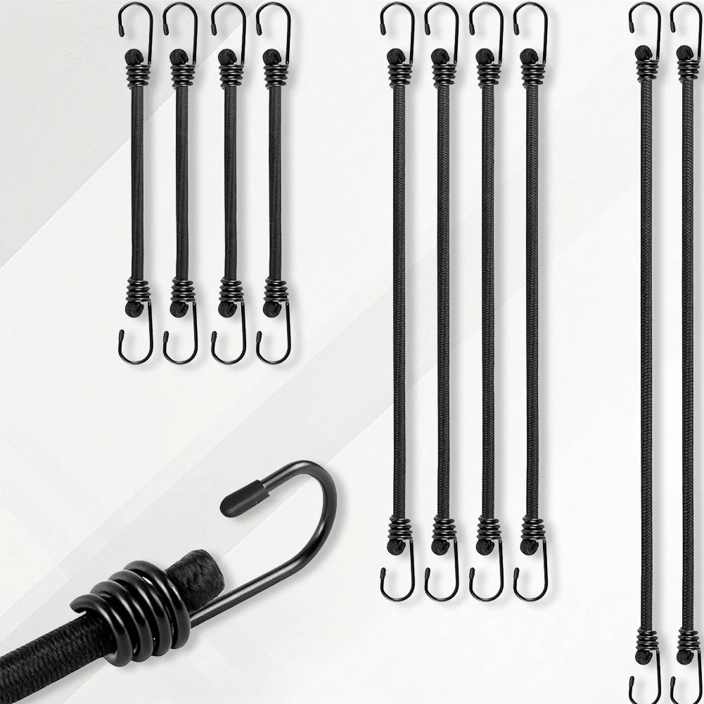 10Pcs Bungee Cords with Hooks Includes 30cm 60cm 100cm Outdoor Elastic Bungee Straps Bungee Rope for Bikes Camping Outdoors