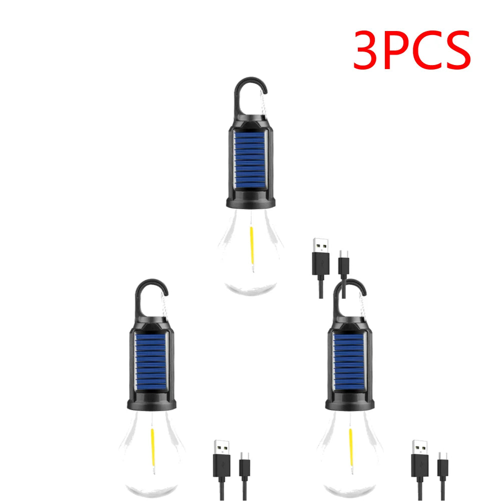 2-5PCS Solar Powered LED Lighting Lantern USB Charging Outdoor Tent Light Waterproof BBQ Atmosphere Light for Outdoor Camping