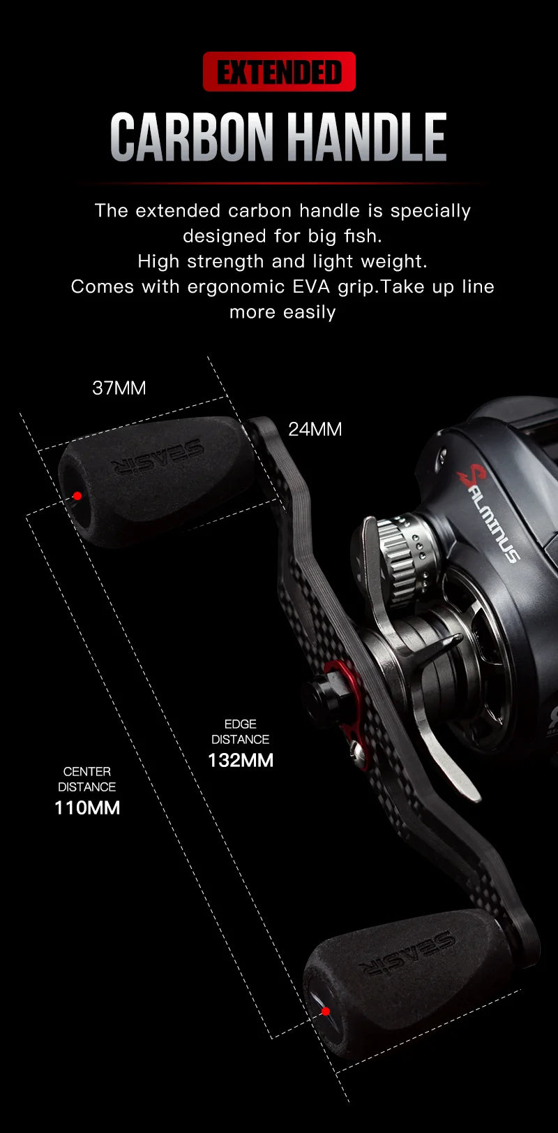 Seasir Salminus Baitcasting Fishing Reel Max Drag 12Kg 8.0:1 High Gear Ratio Metal Aluminum Frame coil