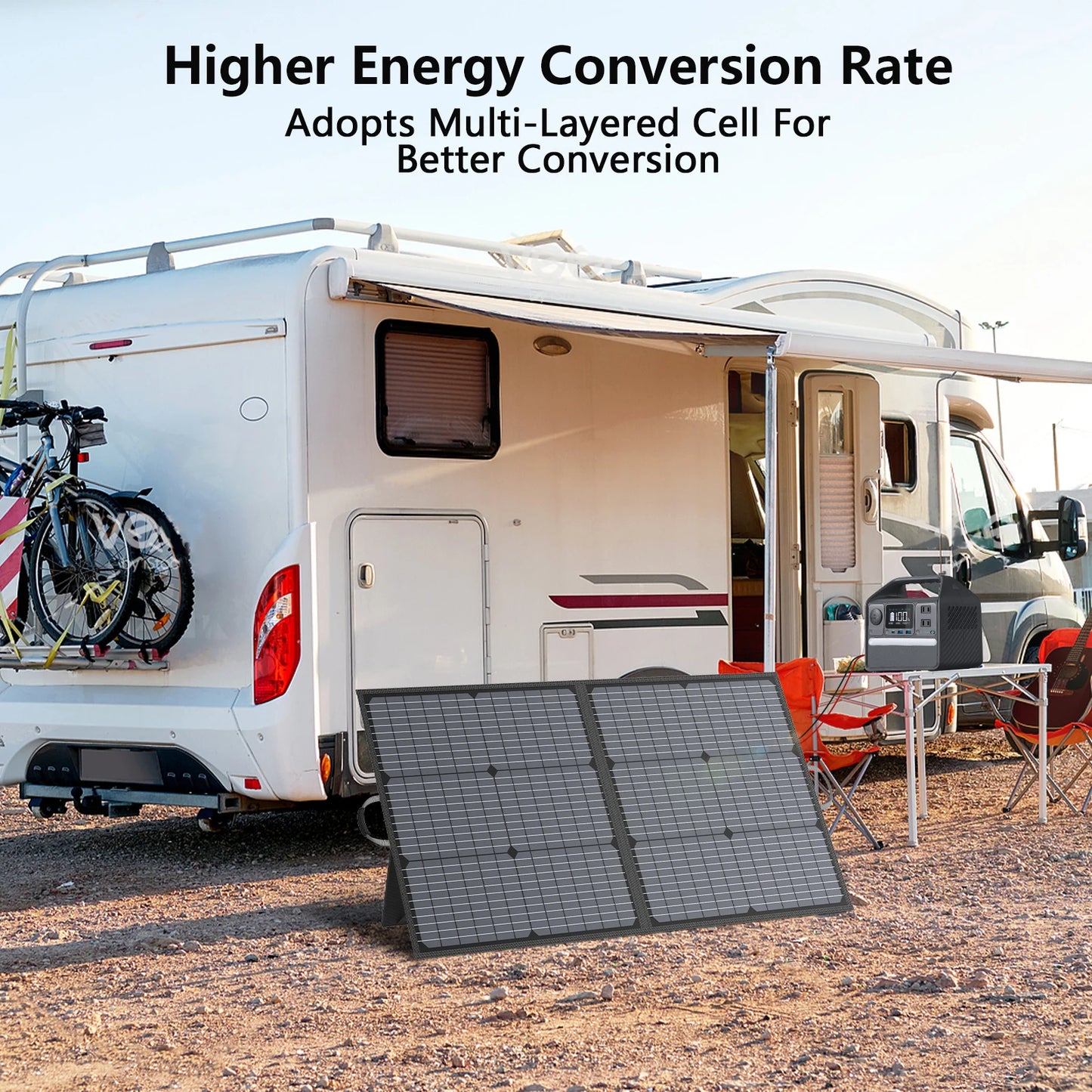 MHPOWOS 110W Portable Solar Panel,Camping Essentials,Foldable Solar Charger for Power Station,20V Output with Kickstands for RV